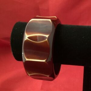 Large Brown and cream plastic bangle